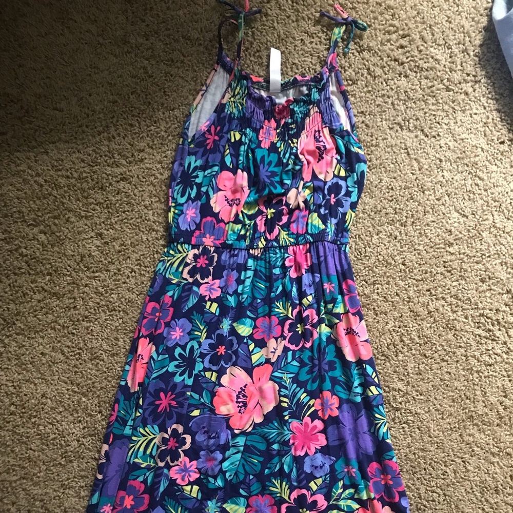 neon floral maxi dress